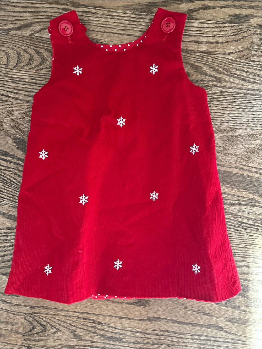 Girls Red Snowflake Embroidered Holiday Dress, size 24M